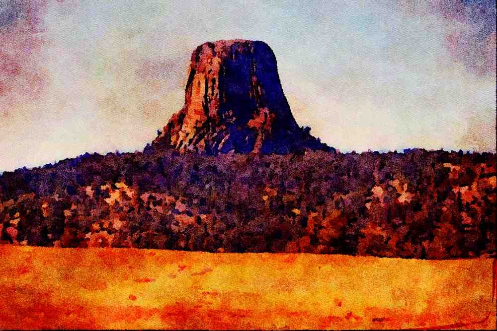 613070 Devil's Tower National Monument, Wyoming A4 Limited Edition Watercolour Print