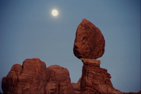 613079 Moon Over Rock Formations, Arches National Park, Utah A4 Photo Print