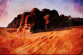 613091 Weathered Sandstone Rock And Sand, Algeria A4 Limited Edition Watercolour Print