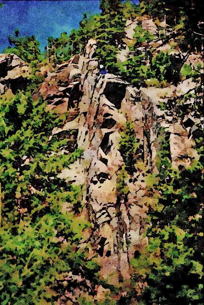 613093 Rock Climbing, New Brunswick, Canada A4 Limited Edition Watercolour Print