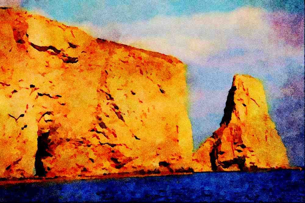 613097 East End Of Perce Rock, Gaspe, Quebec, Canada A4 Limited Edition Watercolour Print
