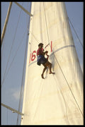 615043 Applying Racing Numbers To Hoisted Sail, St. Tropez A4 Photo Print
