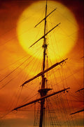 615058 Sunset And Mystic Mast, Connecticut A4 Photo Print