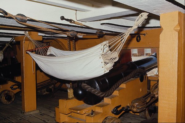 615060 H.M.S. Victory , Lower Gun Deck, Hammock And Trafalgar Gun A4 Photo Print