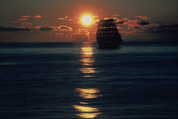 615093 Tall Ship At Sunset A4 Photo Print