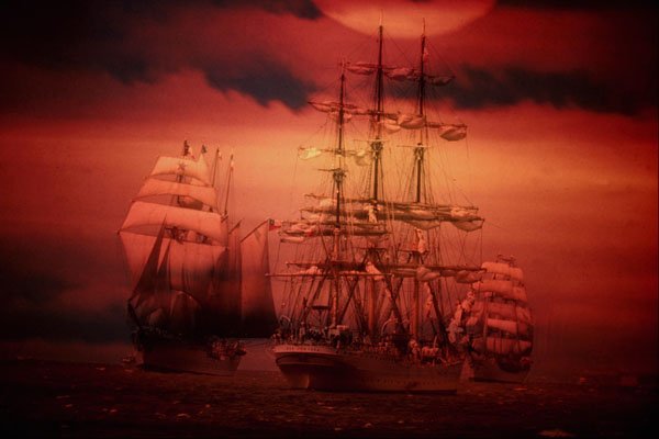 615094 Tall Ships At Sunset A4 Photo Print