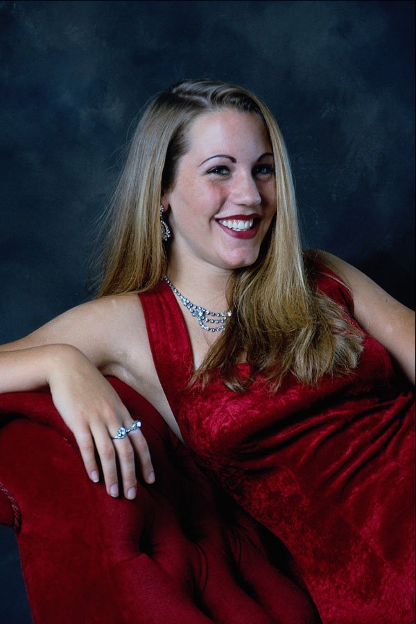 616055 Young Girl In Red Dress A4 Photo Print