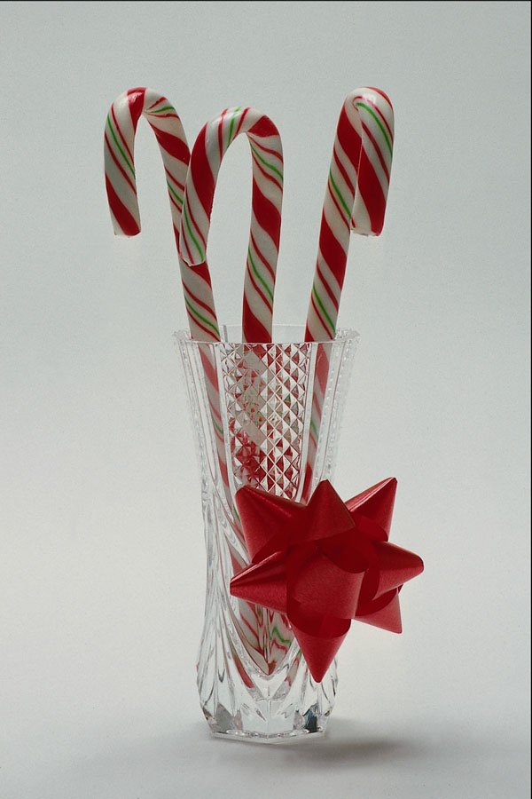 616079 Christmas Bouquet, Candy Canes In Crystal Vase A4 Photo Print