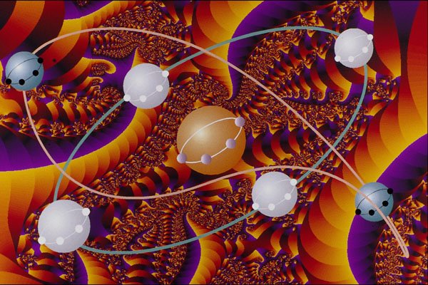 617031 Complex Orbits In Orange A4 Photo Print