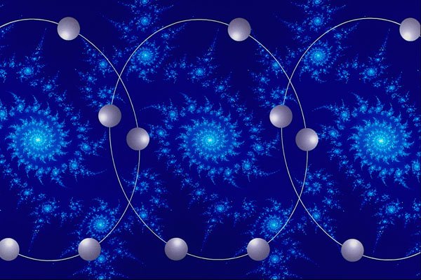 617083 Three Blue Orbits A4 Photo Print