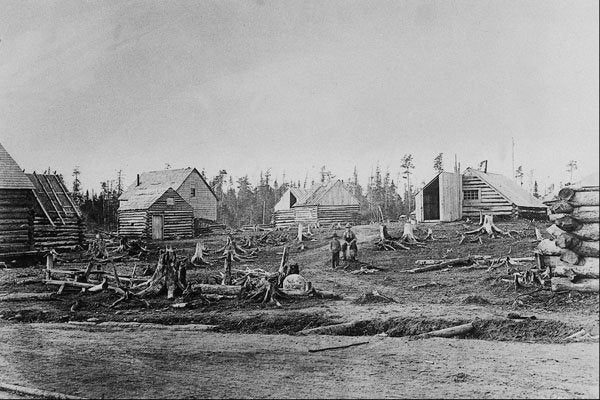 619011 Log City, New Brunswick, 1875, Photo A. Henderson C 18190 A4 Photo Print