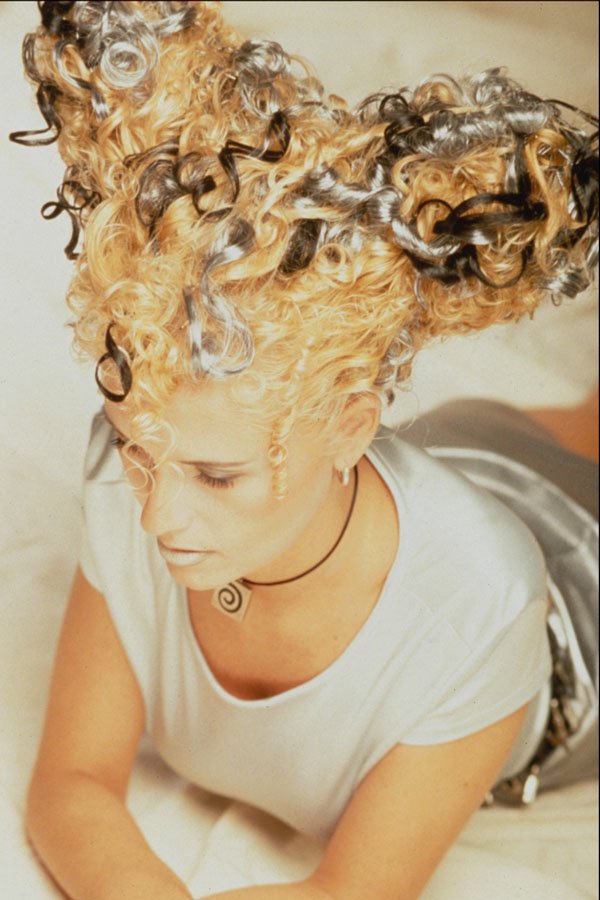 622016 Funky Blonde Curls With Silver Ribbon A4 Photo Print