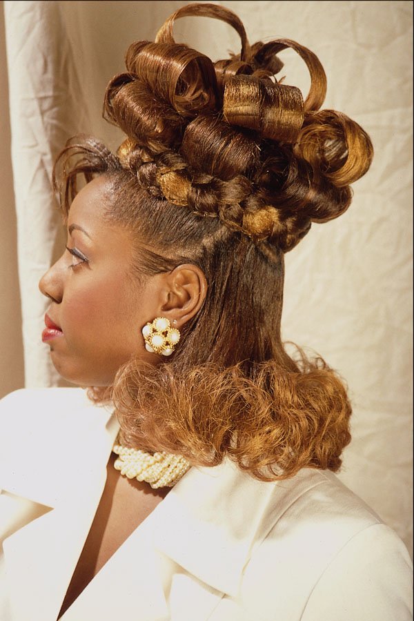 622070 Black Up do With Red Streaks A4 Photo Print