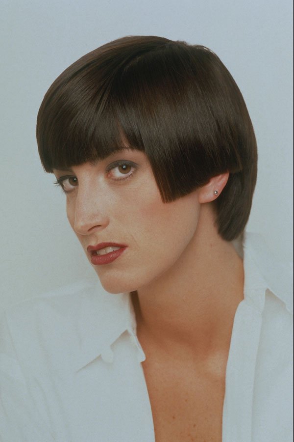 622082 Brunette With Geometric Blunt Cut A4 Photo Print