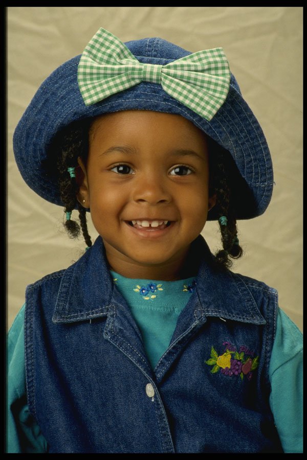 624067 Little Girl In Blue A4 Photo Print