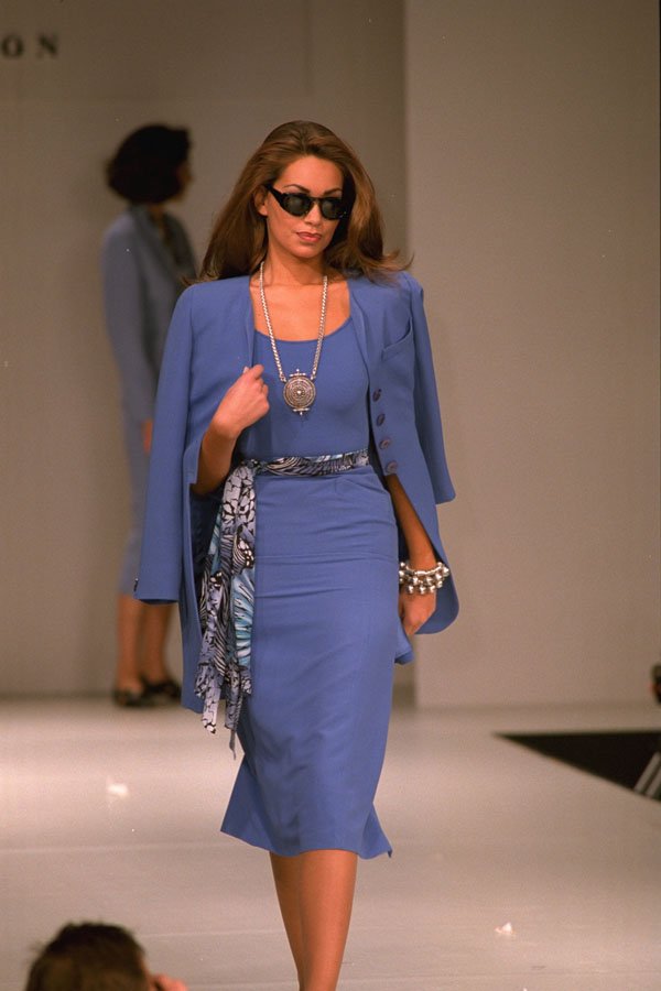 624084 Runway Model In Blue A4 Photo Print