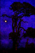 625000 Tree In Moonlight, Salisbury Plain, Wiltshire A4 Limited Edition Watercolour Print