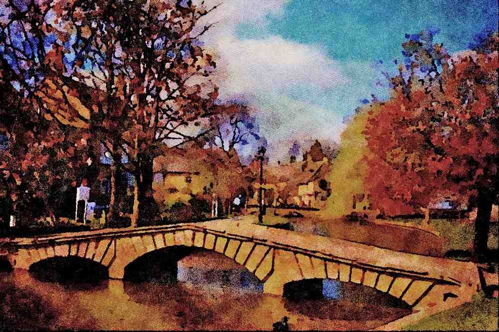 625017 Boutron on the Water, Cotswolds A4 Limited Edition Watercolour Print