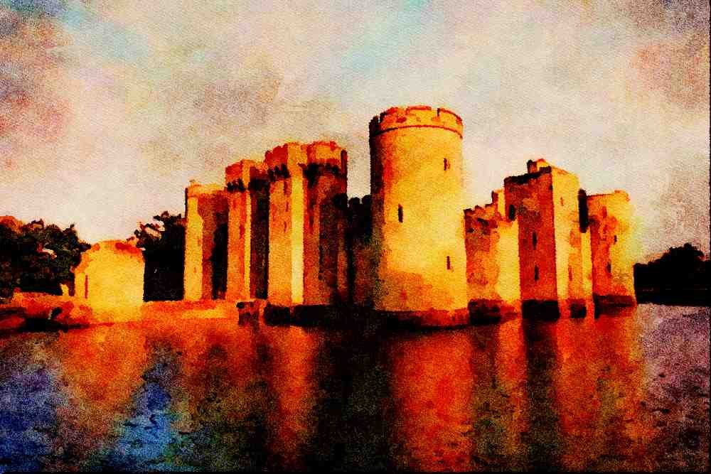625023 Bodiam Castle, Kent A4 Limited Edition Watercolour Print