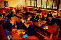 625034 Secondary School Classroom, Physics Lesson A4 Limited Edition Watercolour Print