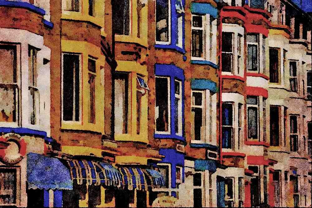 625041 Terrace Houses, Scarborough, North Yorkshire A4 Limited Edition Watercolour Print
