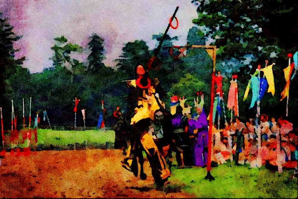 625045 Jousting At Breamore House, Fordingbridge, Hants A4 Limited Edition Watercolour Print
