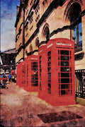 625046 Telephone Boxes, Preston, Lancashire A4 Limited Edition Watercolour Print