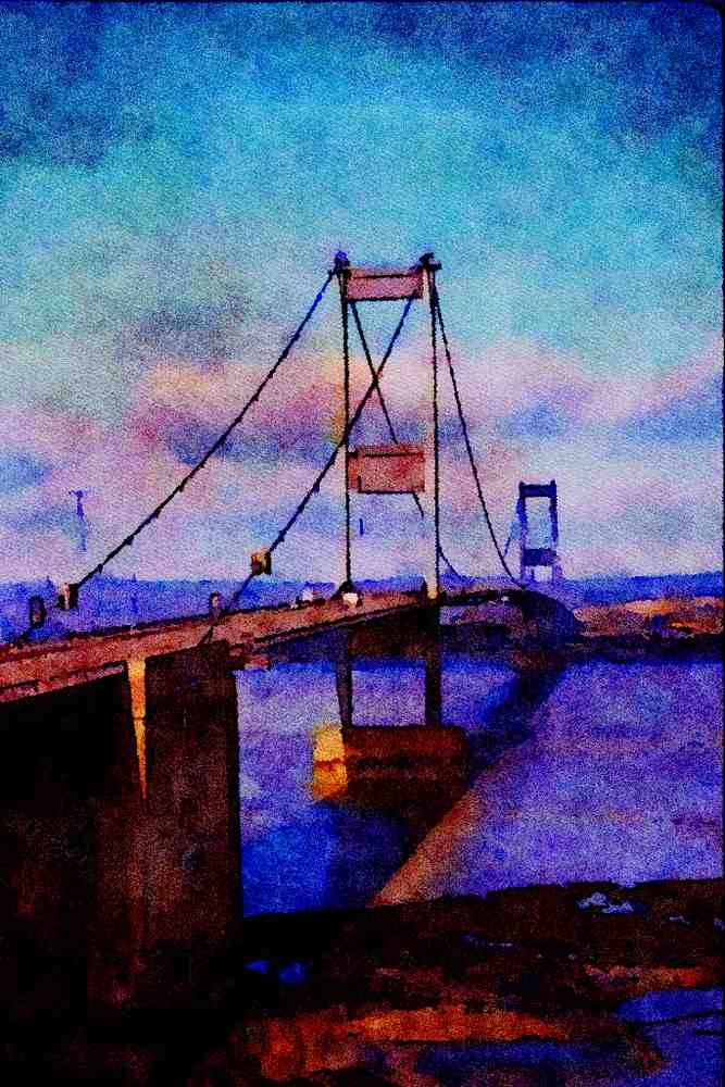 625055 Severn Bridge, Avon A4 Limited Edition Watercolour Print