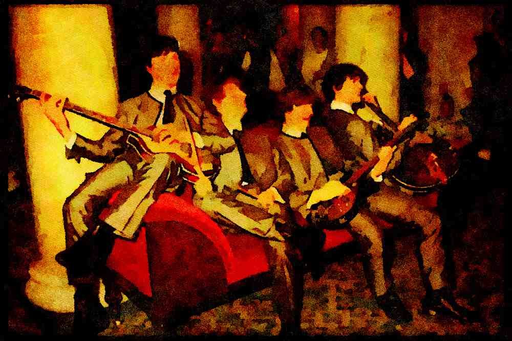 625058 The Beatles, Madame Tussaud's, London A4 Limited Edition Watercolour Print