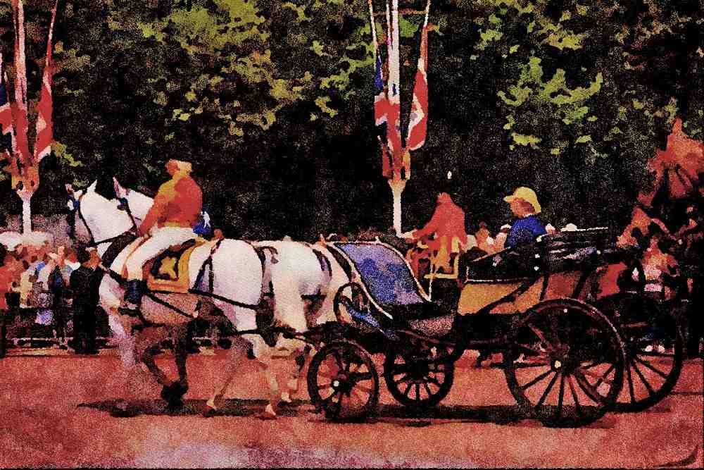 625061 Queen Of England, London A4 Limited Edition Watercolour Print