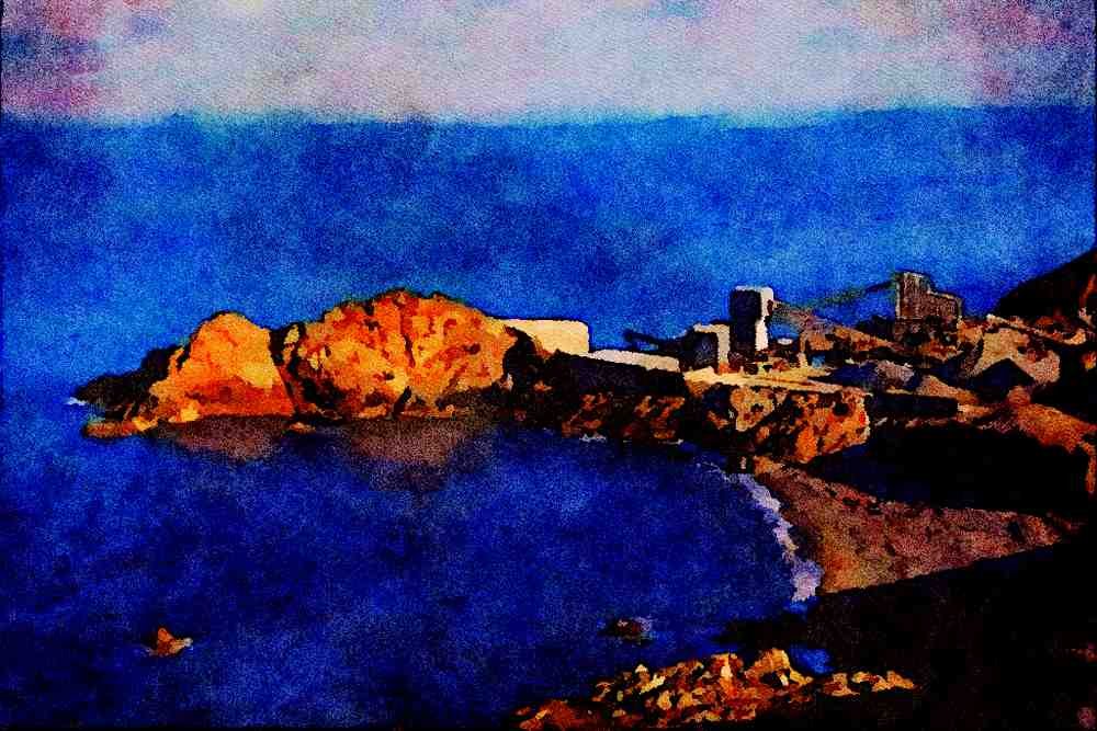625076 Ronez Granite Quarry, Jersey A4 Limited Edition Watercolour Print