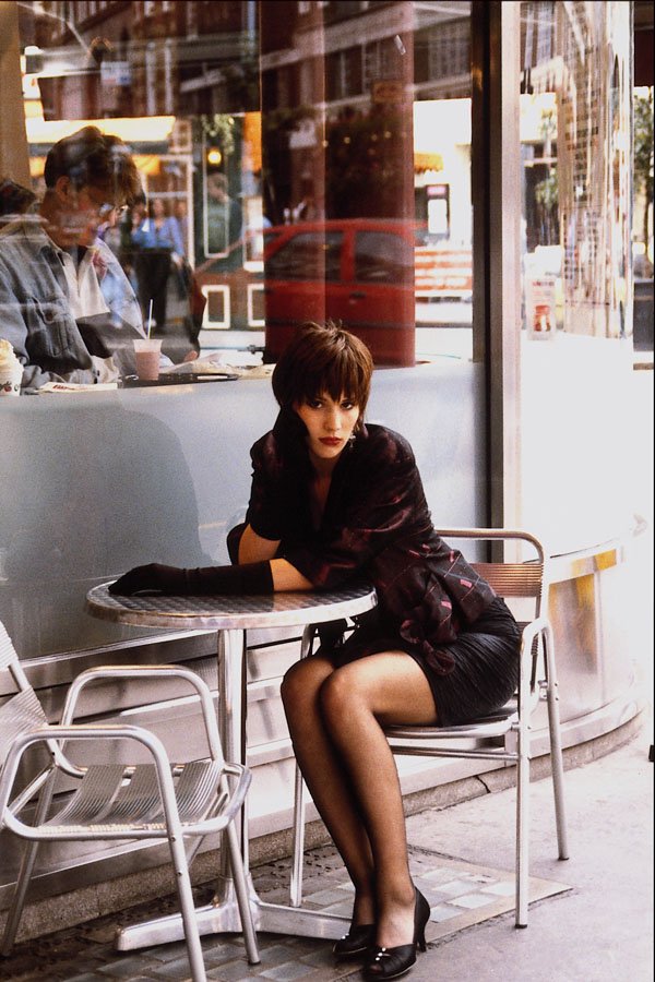 625090 Girl Waiting Outside London Cafe A4 Photo Print