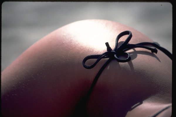 626014 Black Bikini Bow On Skin A4 Photo Print