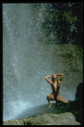 626025 Woman In Swimsuit Under Waterfall A4 Photo Print