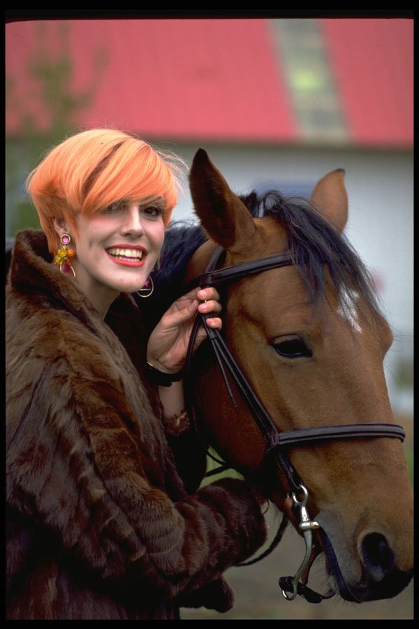 626032 Strawberry blonde With Horse A4 Photo Print
