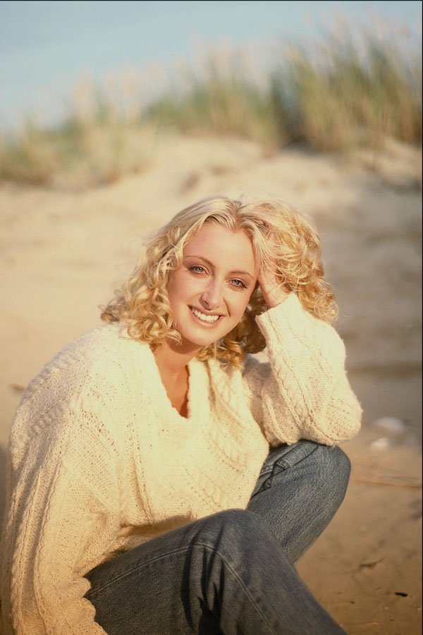 626096 Blond Girl, Blue Jeans In The Sand A4 Photo Print