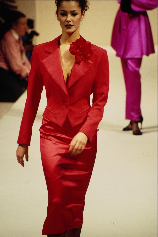 627029 Red Satin Suit A4 Photo Print
