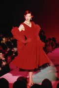 627082 Edina Ronay, Red Dress And Coat A4 Photo Print