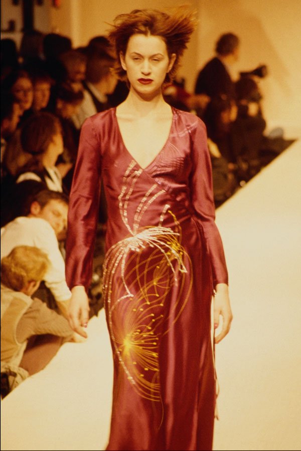 627093 Hussein Chalayan, Red Silk Dress A4 Photo Print