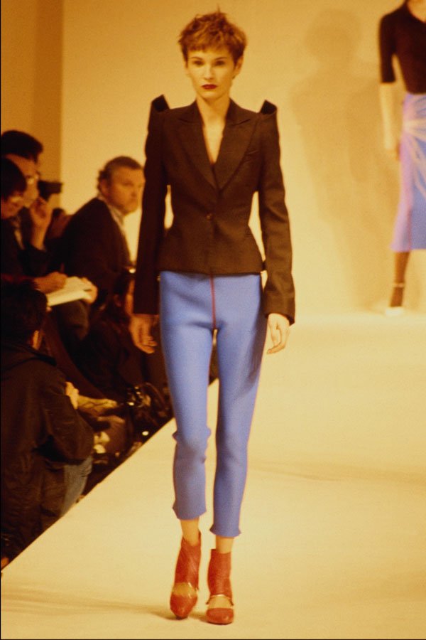 627094 Hussein Chalayan, Black Top And Drain Pants A4 Photo Print