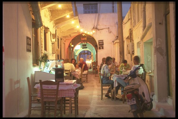 628026 Cafe Scene, Naxos, Greece A4 Photo Print