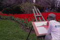 628085 Tulip Artist, Rideau Canal, Ottawa, Canada A4 Photo Print