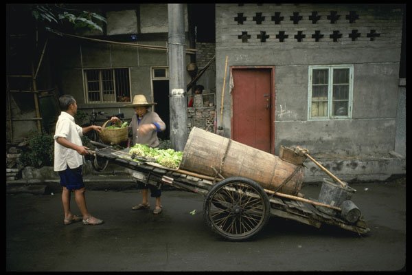 630005 Vegetable Vendor, Chengdu A4 Photo Print