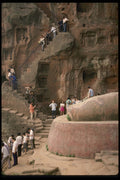 630008 Tourists Climbing Past Great Buddha's Toe, Leshan A4 Photo Print