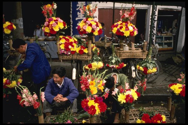 630011 Flower Vendor, Chengdu A4 Photo Print