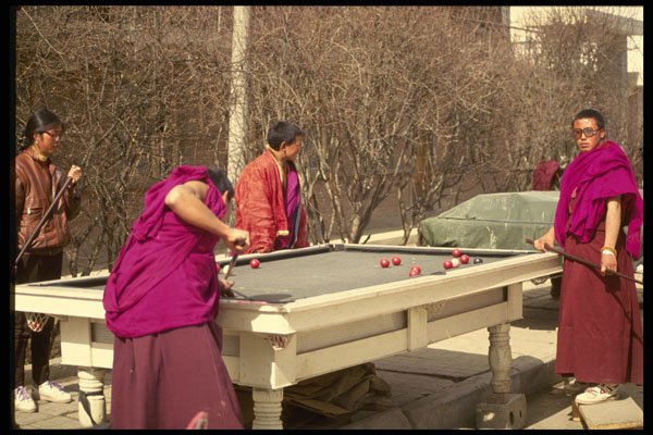 630037 Monks Playing Pool A4 Photo Print