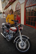 631091 70s Couple And Their Motorcycle A4 Photo Print