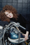 631098 Redhead And A Harley A4 Photo Print