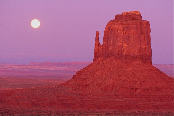 632058 Sunset And Moonrise At Mitten Butte, Monument Valley A4 Photo Print