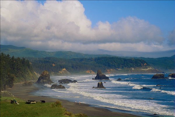 632085 Battle Rock City Beach, Port Orford, Oregon A4 Photo Print